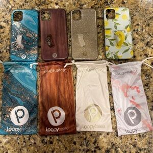 Four Loopy Cases Ocean and Wood and Gold Sparkle and Yellow Lemon Phone Cases